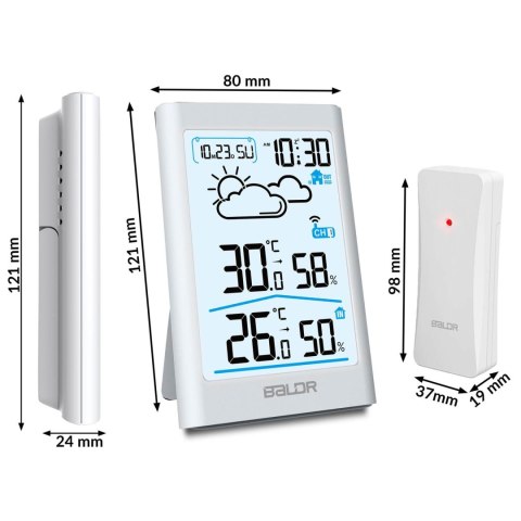 Stacja pogodowa z wyświetlaczem BD-911 biała