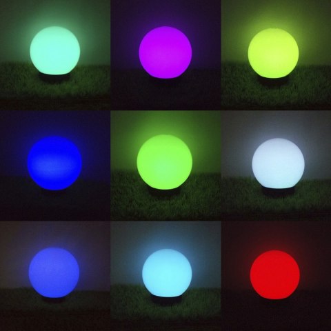 Solarna lampa wolnostojąca ogrodowa GreenBlue, kula, 15x15x48cm, kolorowy LED RGB, GB122