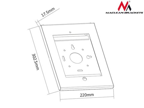 Uchwyt uniwersalny reklamowy do iPad 2/3/4/Air/Air2 Maclean, metalowa obudowa, zabezp przeciwkradzieżowe, mocowanie naścienne, M