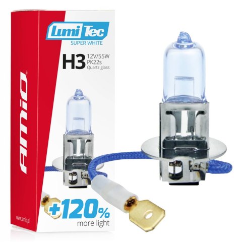 Żarówka halogenowa h3 12v 55w lumitec super white +120% amio-02136