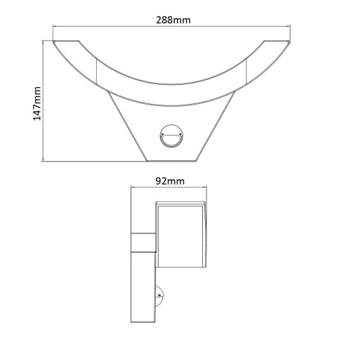 Lampa LED z czujnikiem ruchu Maclean, czujnik ruchu na podczerwień, kolor czarny, 10W, IP54, 800lm, MCE290 B