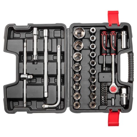 Klucze nasadowe 1/4", 1/2", zestaw 47 szt.