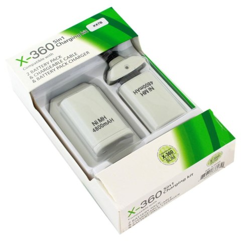 KX7B 2x bateria xbox 360 kabel usb white