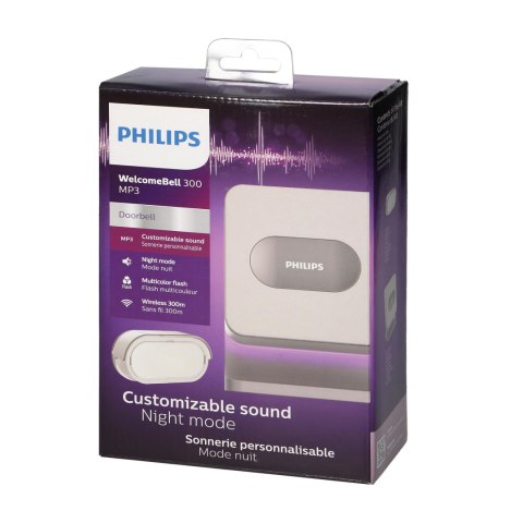 Philips WelcomeBell MP3 dzwonek bezprzewodowy, 8 melodii, funkcja wgrywania MP3, zakres działania max. 300m