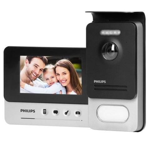 Philips WelcomeEye Compact, Zestaw wideodomofonowy, bezsłuchawkowy, kolor, LCD 4,3", menu OSD, sterowanie bramą