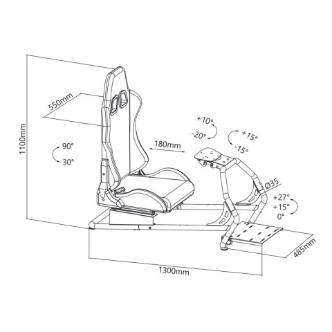 Stojak z fotelem na kierownicę wyścigową NanoRS, max 100kg, max VESA 400x400, 50 cali, RS160
