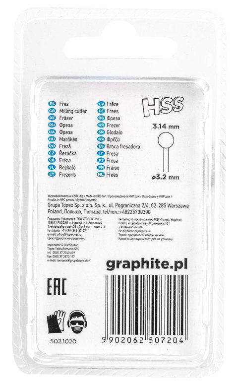 Frez HSS kula 3.14 mm, trzpień 3.2 mm, 2 szt.