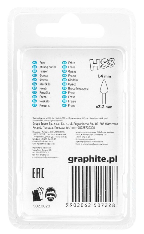 Frez HSS stożek 1.4 mm, trzpień 3.2 mm, 2 szt.