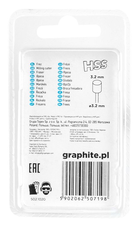 Frez HSS walec 3.2 mm, trzpień 3.2 mm, 2 szt.