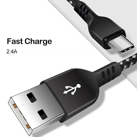 Kabel USB-C Maclean, wspierający Fast Charge, przesył danych, 2.4A, 5V/2.4A, czarny, dł. 1m, MCE471