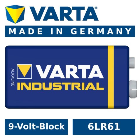 1x Bateria R9V R-9 6LR61 9V R-9 alkaiczna Varta Industrial