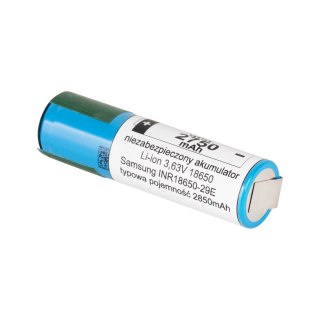 AKUMULATOR SAMSUNG 18650 2850mAh 3,7V z blaszkami INR18650-29E-FT