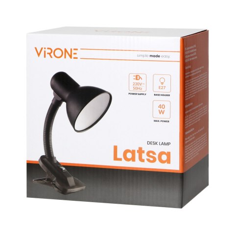 LATSA, lampa biurkowa z klipsem, 40W, E27, stal + tworzywo, czerwona