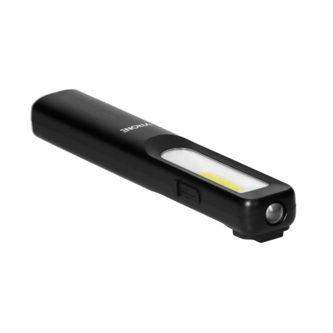 Latarka warsztatowa LED 3W 200lm + 3W 150lm, 1200mah, 3 tryby: 100%, 50%, dioda frontowa, magnes, zawiesie