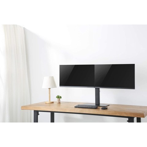 Uchwyt wolnostojący na dwa monitory Ergo Office, 17-27'' max 2x6kg, sprężyna gazowa, pasuje do zakrzywionych monitorów ER-411