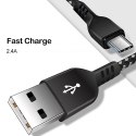 Kabel micro USB Maclean, Wspierający Fast Charge 2.4A, Przesył danych, 5V/2.4A, Czarny, Dł. 2m, MCE483