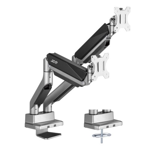 Uchwyt biurkowy na dwa monitory uniwersalny Ergo Office, sprężyna gazowa 17"-35" 15kg, VESA 75x75 / 100x100, ER-446