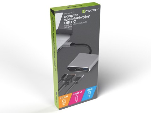 ADAPTER TRACER A-1, USB-C, HDMI 4K, USB 3.0, PDW 100W