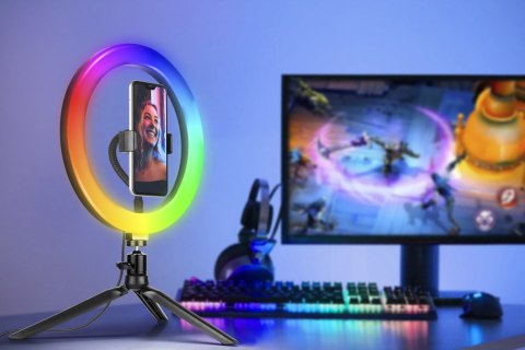 Lampa pierścieniowa TRACER RGB RING 26cm ze statywem