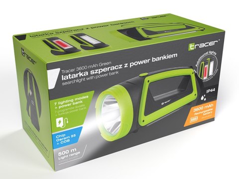 Latarka TRACER szperacz 3600mAh Green z power bankiem