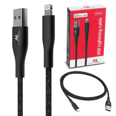 Kabel USB lightning MFi Apple (Made for iPhone / iPod / iPad) Maclean, 2.4A, 1m, czarny, MCE845B