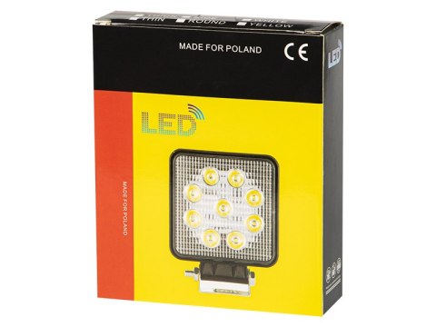 23-260# Samochodowa lampa robocza 9 led kwadratowa 12v 4000k