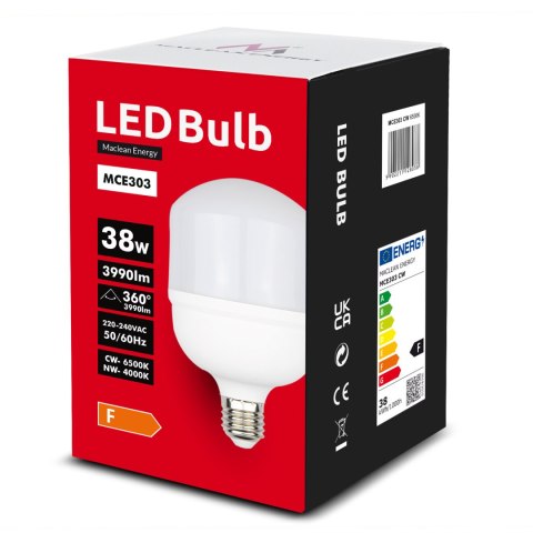 Żarówka LED Maclean, E27, 38W, 220-240V AC, zimna biała, 6500K, 3990lm, MCE303 CW