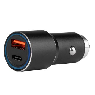 Ładowarka samochodowa aluminiowa pch pro-08 usb-c + usb 38w 12v 24v amio-02934