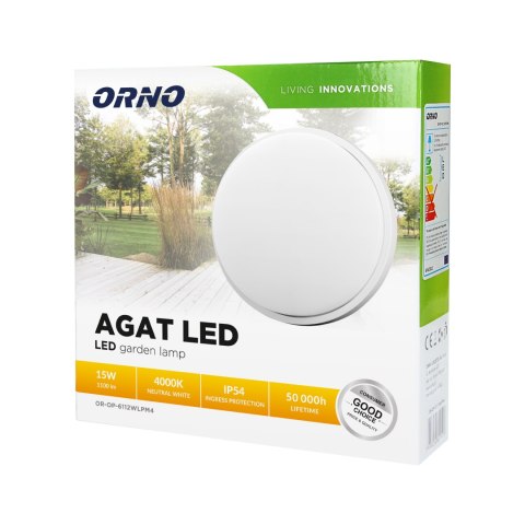 AGAT LED 15W, oprawa ogrodowa, 1100lm, IP54, 4000K, biała