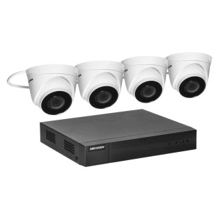 HIKVISION IPKIT-T4-4CH zestaw monitoringu z 4 kopułkowymi kamerami IP HIKVISION IP-CAM-T240H oraz 4-kanałowym rejestratorem HIK