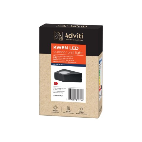 KWEN LED 6W, oprawa elewacyjna, 260lm, IP54, 4000K