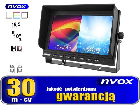 Monitor lcd 9cali z obsługa do 2 kamer 4pin 12v 24v