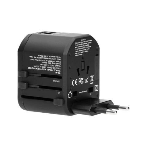 Podróżny adapter do gniazdek Go World USA/UK/EURO/AUS (USB 5V,2,4A)