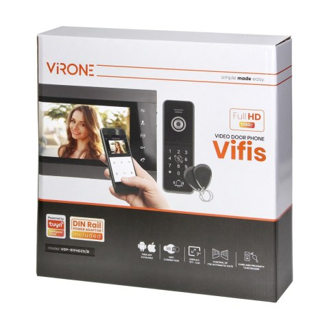 VIFIS Full HD zestaw wideodomofonowy z kamerą Full HD (bezsłuchawkowy , szyfrator, czytnik zbliżeniow, sterowanie z aplikacji, 