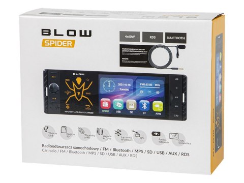 78-337# Radio blow spider 4" rds rgb mp5/usb/micro sd/bluetooth