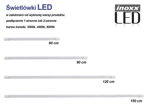 Świetlówka led 120cm 18w t8 3000k g13 ciepła przezroczysta dwustronna