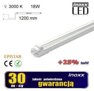 Świetlówka led 120cm 18w t8 3000k g13 ciepła przezroczysta jednostronna