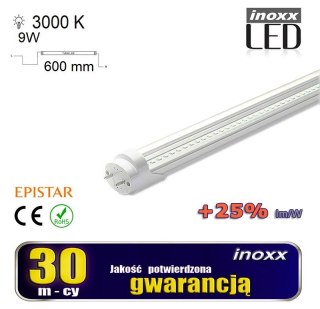 Świetlówka led 60cm 9w t8 3000k g13 ciepła przezroczysta