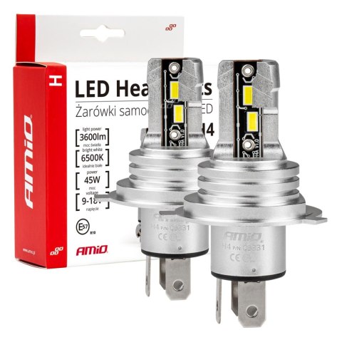 Żarówki samochodowe led seria h-mini h4/h19 6500k canbus amio-03331