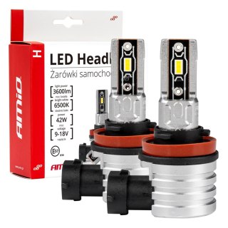 Żarówki samochodowe led seria h-mini h8 h9 h11 h16 6500k canbus amio-03333