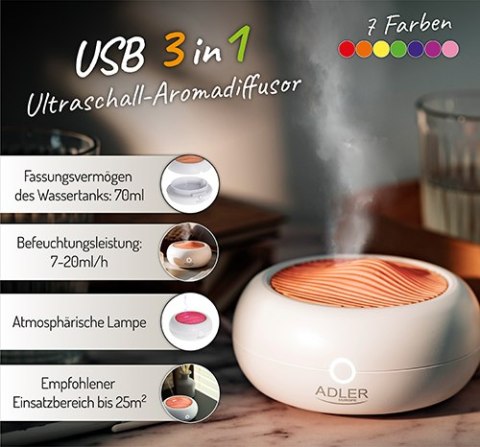 AD 7969 Ultradźwiękowy dyfuzor zapachowy usb 3w1