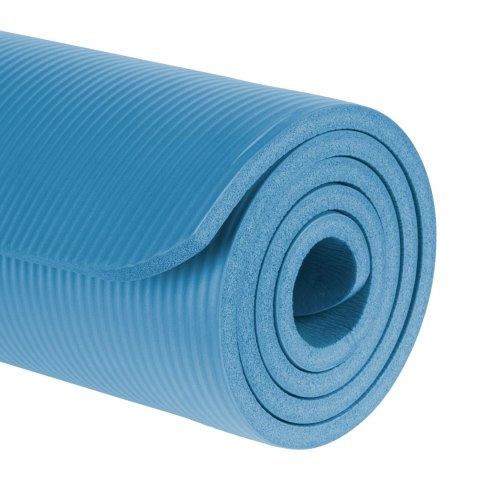 Mata gimnastyczna do ćwiczeń joga, pilates, fitness, 183x61cm, grubość 1.5cm, materiał NBR, niebieska, REBEL ACTIVE