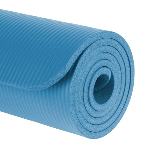 Mata gimnastyczna do ćwiczeń joga, pilates, fitness, 183x61cm, grubość 1cm, materiał NBR, niebieska, REBEL ACTIVE