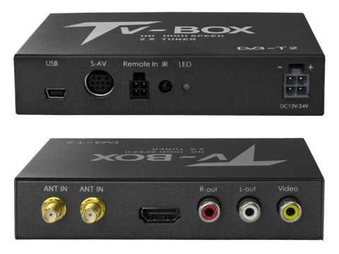 Samochodowy tuner telewizji cyfrowej dvbt/t2 hevc/h.265 usb hdmi av