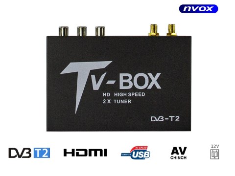 Samochodowy tuner telewizji cyfrowej dvbt/t2 hevc/h.265 usb hdmi av