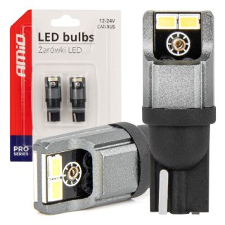 Żarówki led canbus 3020 4smd t10 w5w w10w 12v 24v amio-03717