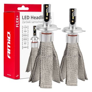 Żarówki samochodowe led seria flex+ h4/h19 6000k 12v 24v canbus amio-03657