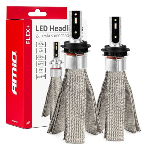 Żarówki samochodowe led seria flex+ h7-1 12v 24v 6000k canbus amio-03661