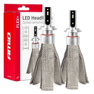 Żarówki samochodowe led seria flex+ h7 h18 12v 24v 6000k canbus amio-03659