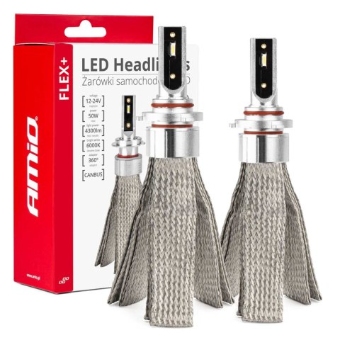 Żarówki samochodowe led seria flex+ hb3 9005/hir1 9011/h10 12v 24v 6000k canbus amio-03664